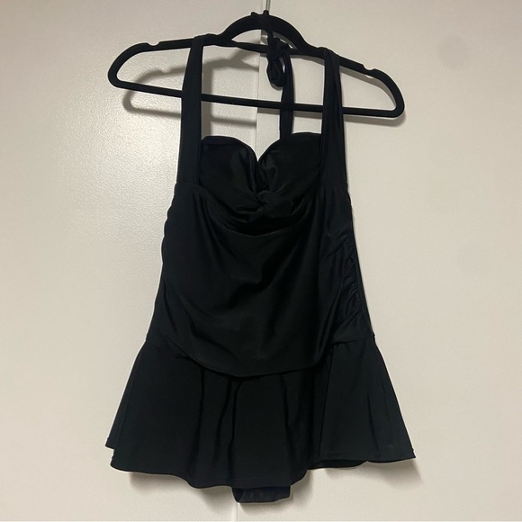 Beach Belle Swimsuit Halter Black One Piece dress Size 10 - Picture 1 of 8